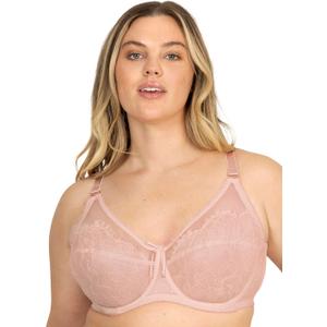 Smart & Sexy Womens Lace & Mesh Full Coverage Bra (40DD, Blushing Rose)
