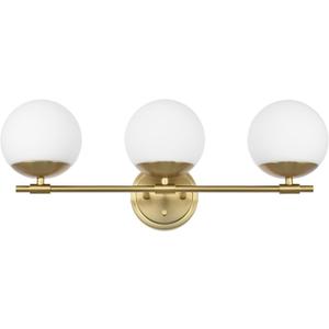Gold Bathroom Vanity Light Fixtures, 3 Light Globe Wall Sconce Lighting Over Mirror, Modern Vanity Lights for Bathroom, Mirror Cabinets Hallway Stairs, Standard E26 Base, Aged Brass