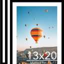 JCJMY 13x20 Picture Frame with 11x17 Mat Set of 3, Display Photo 11x17 with Mat or 13 x 20 Without Mat, Wall Hanging Large 13 by 20 Poster Frame with Plexiglass, 3 Pack, Black