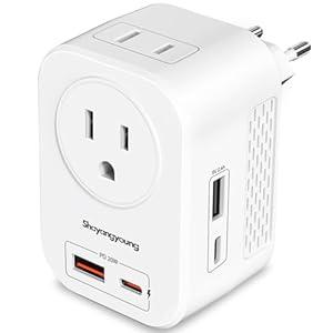 220V to 110V Voltage Converter US to Europe International Universal Travel Adapter