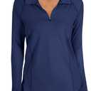 LURANEE Womens UPF 50+ Long Sleeve 1/4 Zip Pullover Athletic Hiking Running Workout Tops (XX-Large, Navy)