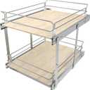 2 Tier Pull Out Cabinet Organizer 18" W X 22" D, Slide Out Drawers For Kitchen Cabinets, Pull Out Drawers For Cabinets Capacity Heavy Duty Caddy, Cabinet Pullout Shelves Wood Chrome, Pantry Storage