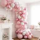 Pink Balloons Set, 12 Inch Metallic Light Baby Pink and White Balloon, Pearlpink Ivory Latex Balloons for Girls Women Birthday Baby Shower Wedding Valentine Bachelorette Easter Christmas Party Decor