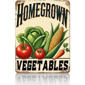 Homegrown Vegetable Wall Decor Vegetable Tomato Corn Metal Tin Sign 12x16 Inch Home Restaurant Kitchen Farm Garden Yard Sign Outdoor Art Wall Decor