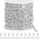 SMYHTGLIF 16.4 Feet Paper Clip Cable Chain Bulk Silver Stainless Steel Jewelry Making Chains Women Necklace Bracelet DIY Craft Chain for Jewelry Making