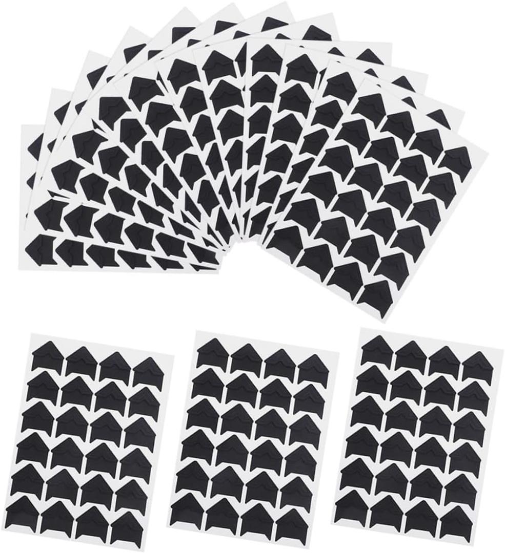 AKOOSY 15sheets Album Photo Corner Stickers Picture Corners for Photo Album DIY Adhesive Holders Photo Corners for Albums Picture Corners for Scrap Book Photo Attachment Tabs Paper Black