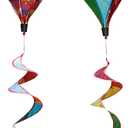 2Pcs Hot Air Balloon Wind Spinner Rainbow Whirl Hanging Ornament Spinning Balloon Windmill Toy Set for Outdoor Garden Patio Yard Home Decoration