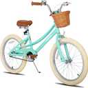 JOYSTAR Girls Bike for 2-12 Years Old Toddlers and Kids, 20" Retro Style Kids Bike with Training Wheels, 20 Inch Children Bicycle with Kickstand (Mint Green, 20 Inch with Training Wheels & Kickstand)