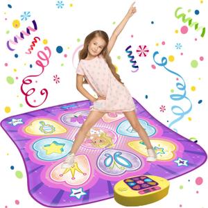 SUNLIN Dance Mat Toys for Girls Ages 3-10 | Dance Pad with LED Lights, Adjustable Volume, 9 Built-in Music, 7 Game Modes, 5 Challenge Levels | Christmas Birthday Gifts for 3 4 5 6 7 8+ Years Old Girl (Purple)
