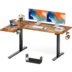 Muvai 71 Inch L Shaped Standing Desk Adjustable Height with Cable Management Tray,Gaming Electric Corner Standing Desk, Sit Stand Computer Table with Reversiable Splice Board, Rustic Brown