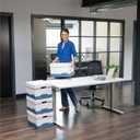 Bankers Box 4 Pack HANG'N'STOR Medium-Duty File Storage Boxes, FastFold, Lift-Off Lid, Letter, White/Blue