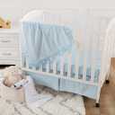 American Baby Company 3 Pack 100% Natural Cotton Fitted Mini Crib Sheets 38" x 24" - Soft & Breathable Small Nesting Portable Sheets, Fits Pack N Play Mattresses, Blue, for Boys & Girls