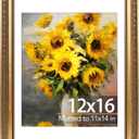 JCJMY 12x16 Vintage Picture Frame with 11x14 Mat, Elegant Retro 12 by 16 Photo Frame with Shatter-Resistant Plexiglass for Wall, Gallery Decor & Gift, Gold, 1 Pack