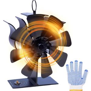 Melede 8-Blade Heat Powered Stove Fan for Wood/Log Burner/Fireplace increases 80% more warm air than 2 blade fan (LARGE)