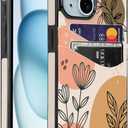 Compatible with iPhone 15/14/13 Wallet Case for Card Holder Leather Slot Shockproof Soft Cover Case for Women Girls (Beige Floral, iPhone 13/14/15 6.1 inch)