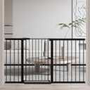 Fairy Baby 38" Extra Tall Dog Gate for Stairs, 59.9"-65.3" Extra Wide Large Walk Thru Baby Gate for Doorway, Long Safety Child Toddler Gate, Metal Auto Close Puppy Cat Gate for the House, Black