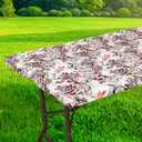 GOSTADY 1 Pack 5FT Waterproof Rectangle Picnic Table Cover Elastic Fitted Outdoor Tablecloths Printed Rectangular Vinyl Table Cloth for Dining, Camping, Picnic Party, Indoor & Outdoor 60"x30", 07