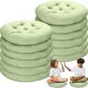 Fumete 12 Pcs Floor Pillows Cushions Seating 16 x 16 Inches Color Round Seat Reading Floor Chair Cushions for Kids Adults Classroom Home School Playing Supplies (Green)