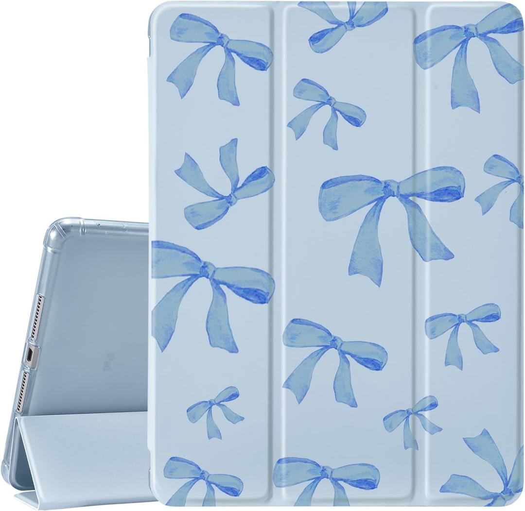 JOYLAND Dark Blue Bow Pad Case for iPad 7th/8th/9th Generation - Auto Wake/Sleep, Anti-Scratch Shockproof Premium Folio Stand With Pencil Holder for iPad 2019/2020/2021 - 10.2 Inch