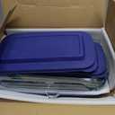 SereneLife 8-Piece Glass Baking Dish with Lids Set - ( 4 Heavy Duty Rectangular Glass Baking Pan with 4 BPA-Free Lids ), Oven-Safe Bakeware for Lasagna, Meats, Desserts - Dishwasher Safe, Blue