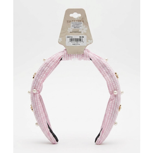 Knotted Headbands for Girls Non Slip Girl Pearl Headband Wide Top Knot Head Bands Mommy and Me Fashion Hairband Womens Turban Hair Accessories 2 Pack