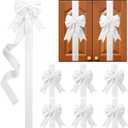 WILLBOND 6 Pieces Christmas Cabinet Bows Large White Ribbons Kitchen Cabinet Door Bows Faux Rabbit Fur Decorations for Holiday Wedding Party Supplies(Fresh Style,White,6 Pcs)