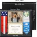 Graduation Shadow Box Frame 26x21.5 Inch, Double-Sided Stole Display with 2 Certificate Holders, 8.5x11 Document Frame with Tempered Glass, Wall Mount Memory Keepsake