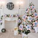 Giegxin 6 Pcs Candy Christmas Tree Poinsettia Flower 7.87 Inch Pastel Christmas Artificial Poinsettia Ornaments Macarons Xmas Tree Floral Decoration Flowers for Party DIY Holiday Wreath Decor