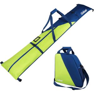 Goloni Ski Bag and Boot Bag Combo,Ski Bags for Air Travel,Snowboard Bag Fits for Skis Up to 180 CM and Boots Up To Size US13 (Blue & Green)