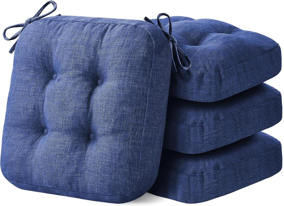 IASEAHK Chair Cushions, Dining Chair Cushions, Tufted Indoor Chair Pads, Set of 4, Navy Blue, 16.5'' x 16.5'' x 3.5''