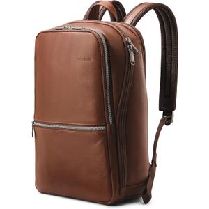 Samsonite Classic Leather Slim Backpack, Cognac , One Size (One Size, Cognac)