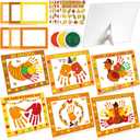 24 Sets Thanksgiving Handprint Crafts Kits for Kids DIY Thanksgiving Hand Keepsake Craft with 3 Large Ink Pads Fall Palm Painting with Frame Crafts for Classroom Home Art Activity Autumn Party Favors