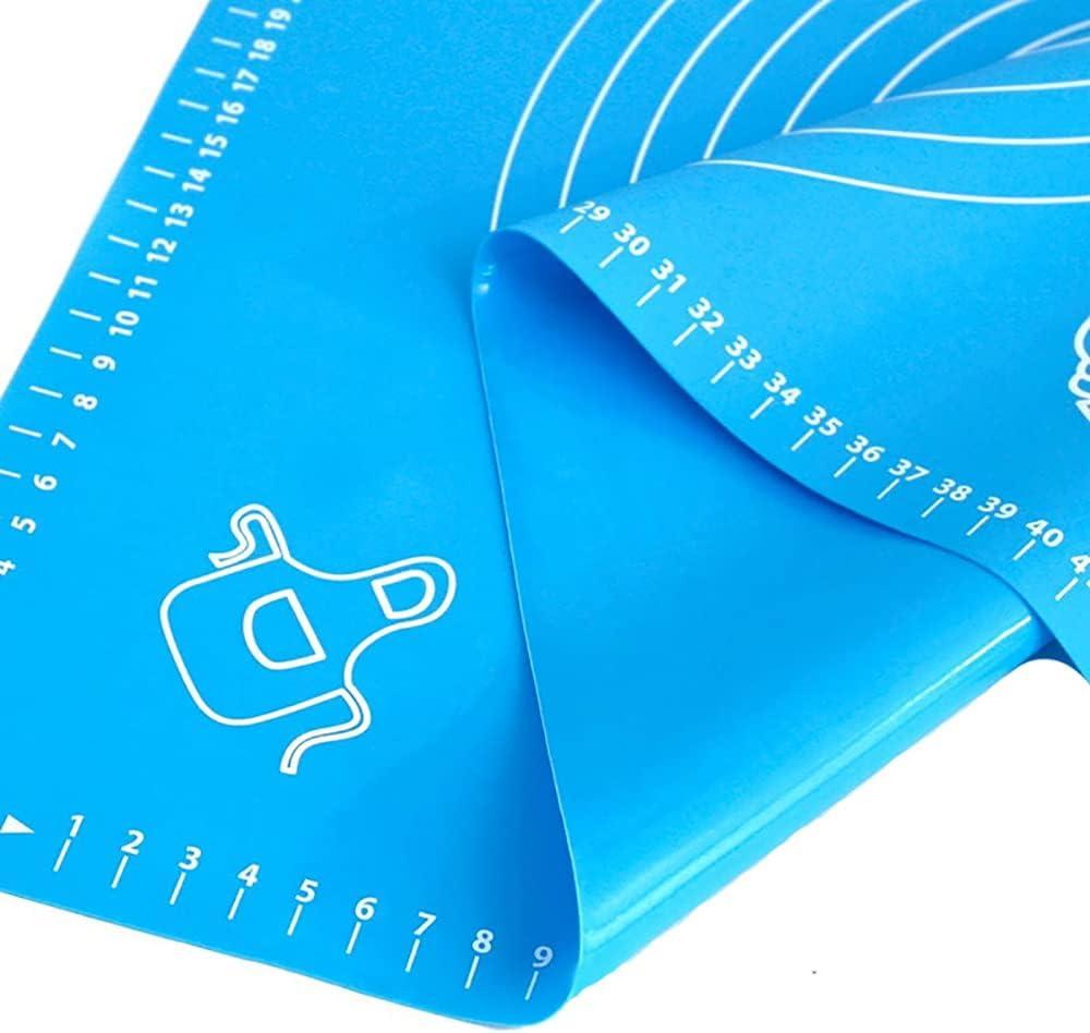 Silicone Baking Mat with Measurements, Pastry Rolling,Counter Mat,Dough Rolling Mat,Oven Liner, (25" x 18 ", blue)