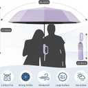 Seniny Travel Umbrella with Carabiner Handle, Windproof Large Umbrellas for Rain with Dual-Rib Structure, Portable Compact Umbrella with Reflective Strip, Car Backpack UV Umbrellas for Sun Protection
