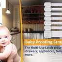 6 Pack Vmaisi Multi-Use Adhesive Straps Locks - Childproofing Baby Proofing Cabinet Latches for Drawers, Fridge, Dishwasher, Toilet Seat, Cupboard, Oven,Trash Can, No Drilling (White) (6)