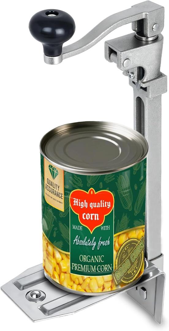 Commercial Can Opener Heavy Duty, 16" Stainless Steel Manual Table Can Opener for #10 Cans up to 10" Tall, Industrial Kitchen Tool with Cast Steel Base & Stainless Steel Blade, Size: 16"