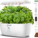 Ahopegarden Indoor Garden Hydroponics Growing System: 12 Pods Plant Germination Kit Herb Garden Kit Growth Lamp Countertop with LED Grow Light Hydrophonic Planter Grower Harvest Vegetable Lettuce (White)