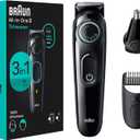 Braun All-In-One Style Kit Series 3 3430, 3-in-1 Trimmer for Men with Beard Trimmer, Ear & Nose Trimmer, Hair Clippers, Ultra-Sharp Blade, 20 Length Settings, Washable (5 Piece Set, Black)