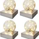 SUNNYPARK Solar Post Lights - Outdoor Post Cap Light for Fence Deck or Patio Garden Decoration Solar Powered Caps, LED Lighting, Lamp Fits 4x4 in - Warm White 4 Pack