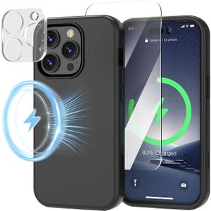 ACKETBOX for iPhone 14 Pro - Military Grade Drop Protection, 3 Layer Full Body Rugged Case, Magnetic Phone Case (Forest Green)