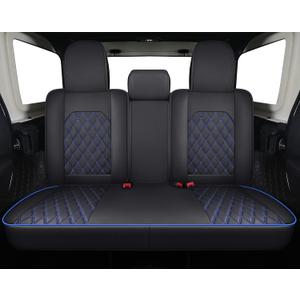Aierxuan Jeep Wrangler JK JL4-Door Back Seat Covers Custom Fit 2007-2026 Unlimited Rubicon 392 Sahara Willys Sport High Altitude 4X4 Truck Pickup Waterproof Leather(Rear Seat/Black-Blue)