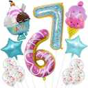 12pcs 6 7 Birthday Decorations, 6-7 Birthday Decoration, 6 7 Birthday Decorations, 67 Birthday Theme, 67 Balloons, Latex Balloon, Ice Cream, Donuts, Number Six Seven Pattern