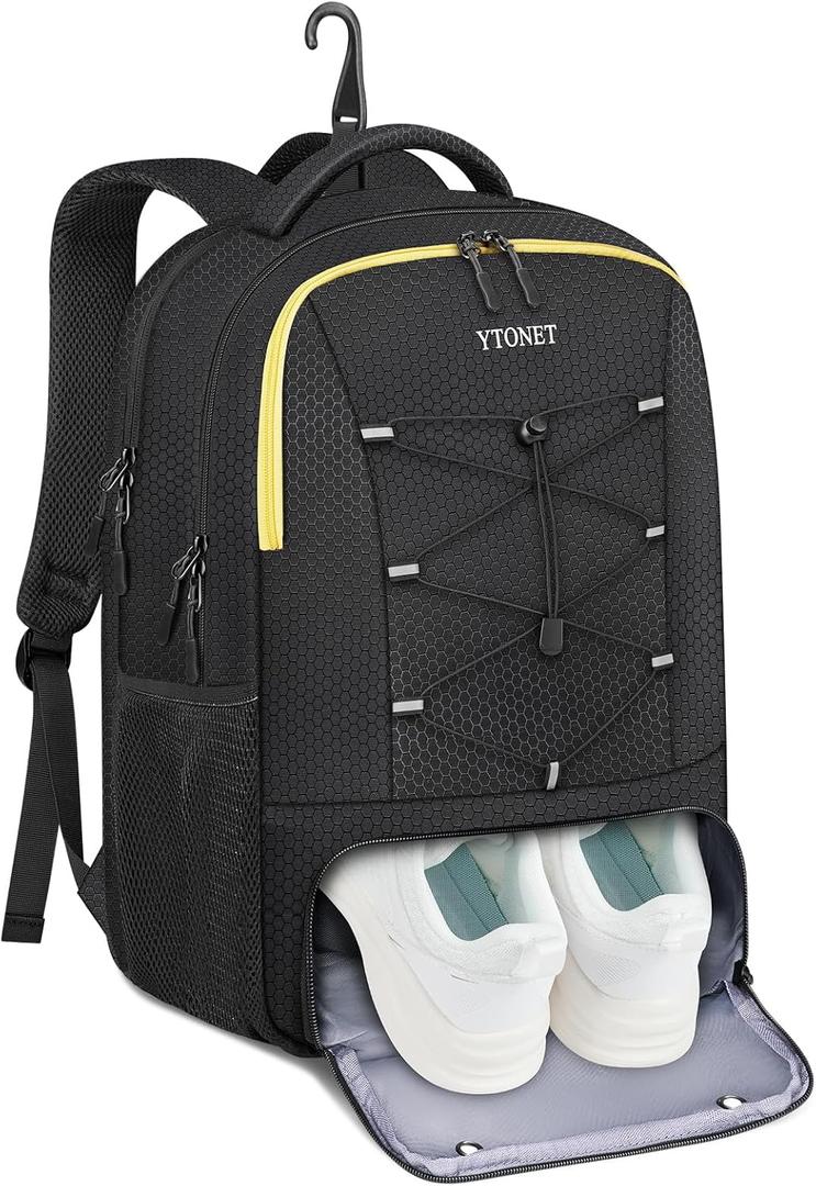 Ytonet Gym Backpack for Men Women, Gym Bag for Women with Shoe Compartment Large Water Resistant Lightweight Sport Backpack Fit 15.6 Inch Laptop, Sport, Workout, Travel, Black