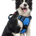 rabbitgoo Dog Harness Medium Sized, No Pull Dog Vest with 3 Buckles, Adjustable Soft Padded Pet Harness with Easy Control Handle and Reflective Strips, Blue, M
