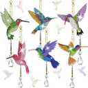 6 Pcs Diamond Painting Wind Chimes Rhinestone Hummingbird Diamond Art Suncatcher Double Sided 5D DIY Diamond Painting Kits for Adults Christmas Ornament Best Gifts for Mom