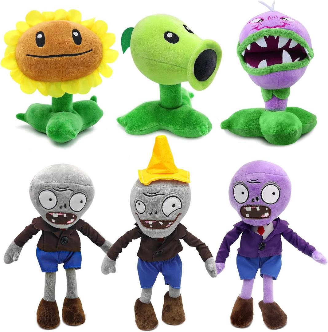 Maikerry 6pcs PVZ Plush Toys Sets Stuffed Soft Figure Doll Great Birthday Gifts for Boys and Girls