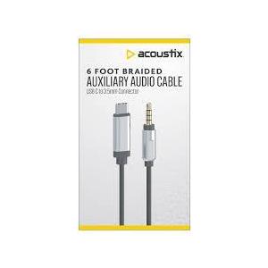 Acoustix™ Auxiliary Braided Audio Cable, 6 ft, White