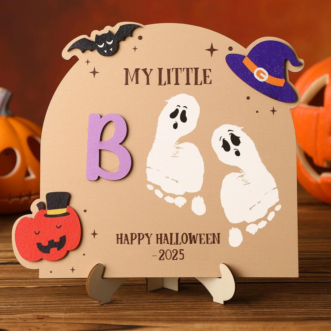 Yousoontic First Halloween Footprint Sign Craft, Welcome Announcement Sign, Halloween Crafts, Shower Keepsake Gift, Trick or Treat Smell My Feet