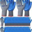 Haysandy 36 Pairs Rubber Work Gloves Latex Double Coated Safety Grip Work Gloves Bulk for Construction Gardening Landscaping for Men (Gray)