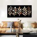 QSQ Modern Black Bohemian Feather Abstract Wall Artwork Prints Painting Canvas Art Wall Decor Pictures Painting Aesthetic Wall Decor For Living Room Bedroom Dining Room Home Office Artwork 24" x48"